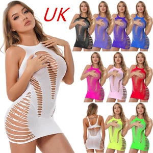 FEESHOW Sexy Womens Hollow Out Bodycon Mini Dress Babydolls Sleepwear AU - Picture 1 of 83