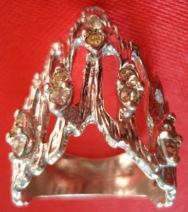 Vintage Sterlingsilber Diadem Krone Damen Ring Band Größe 6,5 Glassteine Uncas Marke - Bild 1 von 7