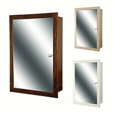 Recessed Bathroom Mirror Cabinet Vanity Unit 800mm White Ebony Beige Storage