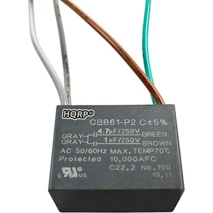 Replacement Ceiling Fan Capacitor CBB61 4.7uf+1uf 4-Wire - Picture 1 of 5