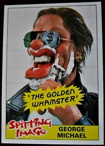 SPITTING IMAGE - Card #53 - "GEORGE MICHAEL - THE GOLDEN WHAMSTER" - TOPPS 1990 - Picture 1 of 2