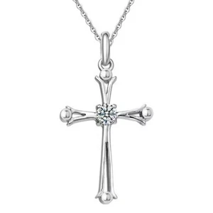 Halskette Kreuz Silber echt 925er Sterling mit Zirkonia Anhänger Damen Schmuck - Bild 1 von 3