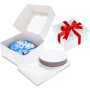 Spec101 Square Cake Boxes with Window - 10pk White Cake Boxes 10x10x5 Inch - Picture 1 of 8