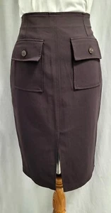 Brown Pencil Skirt Back Button Pockets Size 40 by Bazar De Christian Lacroix - Picture 1 of 7