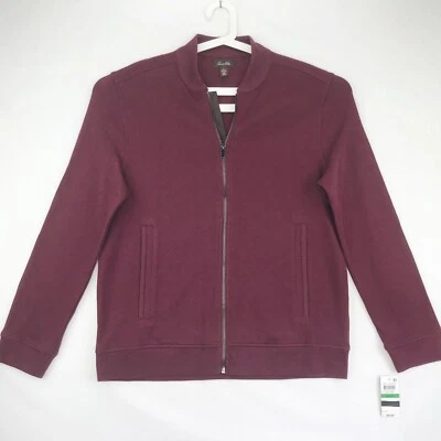 Tasso Elba Mens Size Small Zip Front Jacket Brick Red Ribbed Knit Casual Long SL - Image 1 of 3