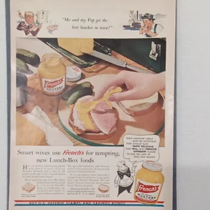 Sándwich de jamón a todo color estampado de mostaza francesa 1942 14 x 10" Segunda Guerra Mundial - Imagen 1 de 5