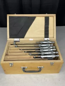 Aerospace 0 - 6” Six Piece Micrometer Tool With wood Case - Picture 1 of 12