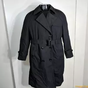 DSCP Military US Army 2010 Long RAINCOAT Trench Coat Womens 12S 12 sh Black - Picture 1 of 6