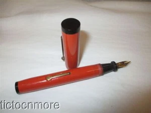 VINTAGE FLAT TOP HEBELFÜLLER FÜLLFEDERHALTER MANDARINE ORANGE OVERSIZED FAT BOY - Bild 1 von 15