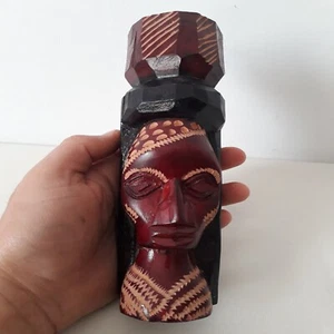 Vintage Hand Carved Wood Jamaican Woman Solid Head Tiki Statue Jamaica Folk Art - Picture 1 of 17