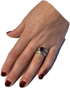 Jane Bohan signiertes Amethyst Set 18 Karat Gold & Sterling passendes Band - Bild 1 von 9