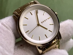Dkny NY2343 White Dial Gold Tone s/s 5 Atm Quartz Women's Wrist Watch - Picture 1 of 15