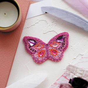 DIY Jewelry making kit "Purple", Seed beaded brooch, Bead Embroidery Kit - Picture 1 of 3