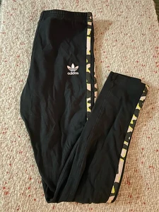 Girls Kids Adidas Black Leggings Camo - Picture 1 of 5