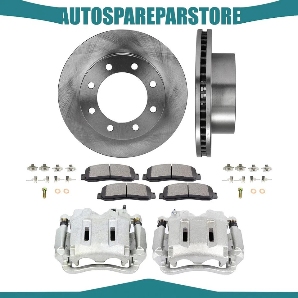 Front Brake Calipers Disc Rotor Ceramic Pads For 05-12 FORD F-250 SUPER DUTY 4WD Foto 1 de 4