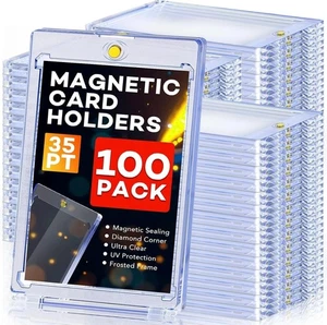 Confezione 100 Porta Carte Sportive Magnetiche Trading 35pt One-Touch Protezione UV Rigida⭐ - Foto 1 di 6