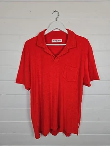 Orlebar Brown Mens Terry Towelling Resort Polo Red Size Large  - Picture 1 of 14