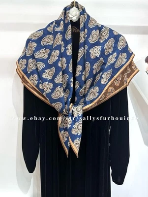 Sallys Quality 70% Cashmere 30% Silk Jacquard Wrap Scarf Paisley Print Shawl 43" - Image 1 of 4
