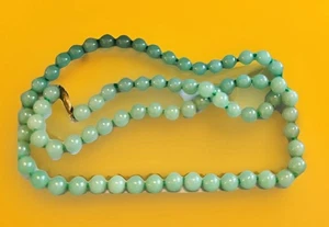 Jade Strang geknotet Halskette 24" Silber filigran Verschluss Japan - Bild 1 von 4