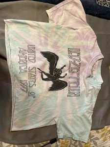 LED-ZEPPLIN Tye -Dye Short Sleeved Cropped T-Shirt Womens Size S/P Graphic Print - Picture 1 of 4
