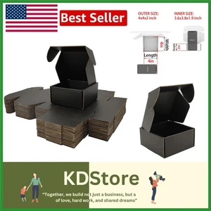 Black Corrugated Shipping Boxes - Pack of 25, 4x4x2 Inches - Picture 1 of 8