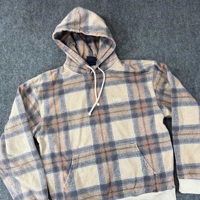 Kith Sudadera con Capucha Para Hombre Pequeña Pullover Sudadera a Cuadros Beige Azul Bordado Con Capucha Foto 1 de 4