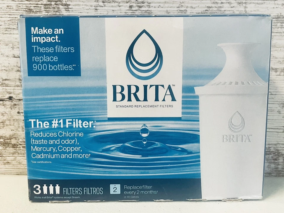 Brita Water Filter Replacement Cartridges for Pitchers and Dispensers 3 Pack NEW - Image 1 of 4
