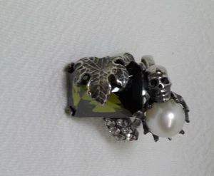 IOSSELLIANI COCKTAILRING STERLINGSILBER GRÜN MIT TOTENKOPF - Bild 1 von 13