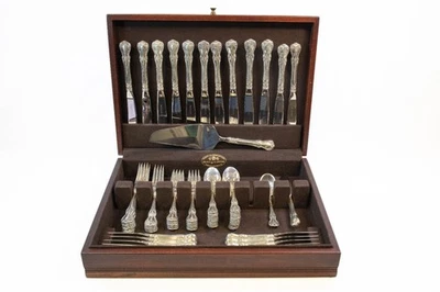 毛巾银色旧大师纯银餐具套装 12 件套装 + (JCS) — 第 1/4 张图片