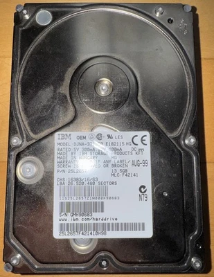 FESTPLATTE HDD IBM DESKSTAR DJNA-371350 13.5GB 7200U/m 2MB ATA 3.5'' (getestet) - Bild 1 von 4