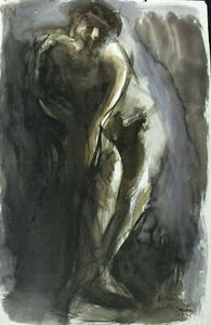 Rudolf Rothe desnudo femenino acuarela monograma patrimonio - Imagen 1 de 4