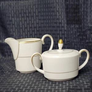 VTG Coalport Connoisseur Creamer and Sugar Bowl Set Bone China White Gold Trim - Picture 1 of 11