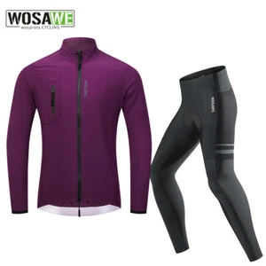 WOSAWE Para hombres Ciclismo Deportes al aire libre Set Chaqueta de viento ligera Pantalones acolchados - Imagen 1 de 27
