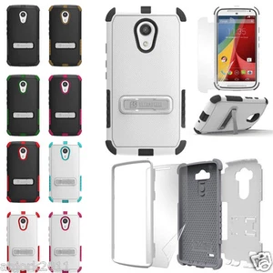 Multi-Layer Rugged Anti-Shock Case w/Stand Skin Cover for Motorola Models - Imagen 1 de 10
