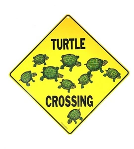 Crosswalks Turtle Crossing Sign - 12" x 12" Metal Yellow Square - Home Or Garden - Picture 1 of 4