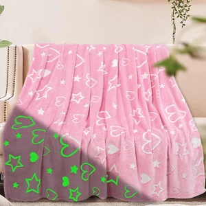 Glow in the Dark Blanket, Valentine'S Day Blanket for Girls,Pink Heart Blanket,V - Picture 1 of 12