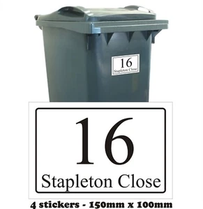 NOMBRE DE LA CASA Y LA CALLE PEGATINAS DE LA PAPELERA DE RECICLAJE NÚMEROS DE CAJA PERSONALIZADOS 4 X A6 - Imagen 1 de 1