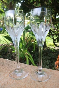 Flame D'Amore 7" Bicchieri Cordiali Set di 2 Tagli Smerigliati Giri Mikasa Cristallo - Foto 1 di 3