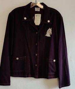 C.M.C by Color Me Baumwolljacke Größe M Damen Burgund bestickt Pferd.  - Bild 1 von 5