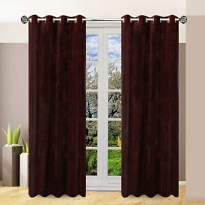 Solid Pattern Thin Semi Sheer Velvet Grommet Curtain Drapes For Window & Door