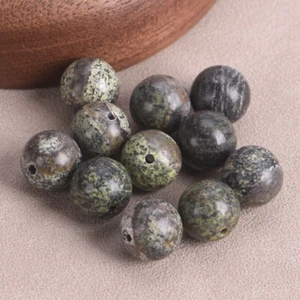 Cuentas de piedras preciosas sueltas redondas de piedra cebra verde natural de 8 mm y 10 mm para joyería hágalo usted mismo - Imagen 1 de 5