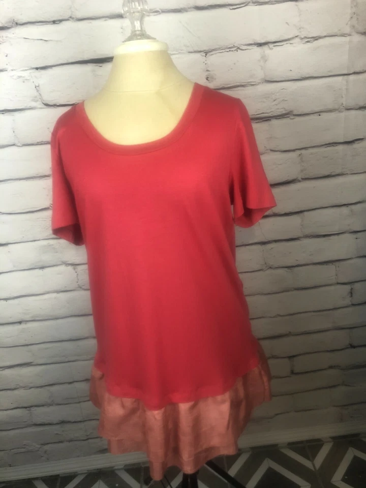LOGO "Instant Chic" Rosa Para Mujer Talla M Manga Corta Estilo Túnica Camisa con Volantes Foto 1 de 4