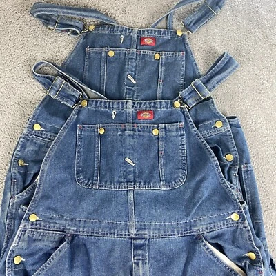 LOTE DE 2 Macacão Dickies Masculino 38x28 Azul Bib Denim Roupa de Trabalho Carpinteiro Baggy - Imagem 1 de 4