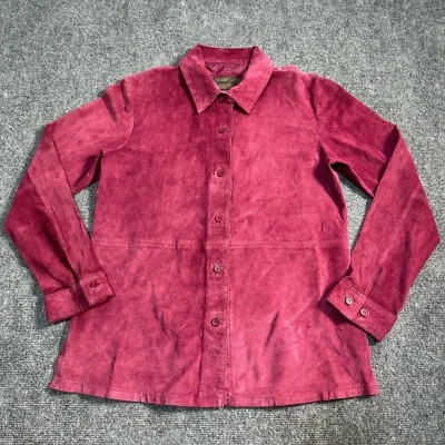 Brandon Thomas Shirt Womens Large Burgundy Leather Button Down Collared - Image 1 of 4