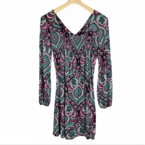 Bisou Bisou Michele Bohbot Boho Retro Print Kleid Damen Gr. Medium gesmokt - Bild 1 von 11