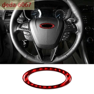 Red Carbon Fiber Steering Wheel Center Ring Cover For Ford Fusion Mondeo 2013-19 - Picture 1 of 10