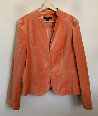 Josephine Blazer Jacket Orange Poppy Velveteen Hook Close Lined Size 14 NEW - Image 1 of 4