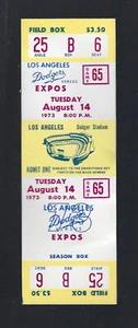 JERRY ROYSTER MLB DEBUT - 1973 EXPOS @ LOS ANGELES DODGERS FULL TICKET - AUG 14 - Picture 1 of 1