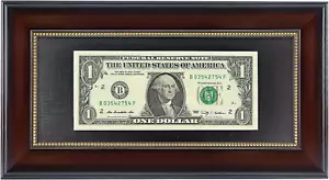 Mahogany Dollar Bill Frame with Black Mat or Display 4x9 Picture without Mat,... - Picture 1 of 12