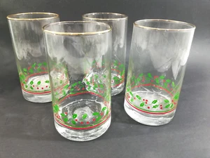Arby's Libby Christmas Holly Tumblers Vintage 1984 (Set of 4) VGC - Picture 1 of 9